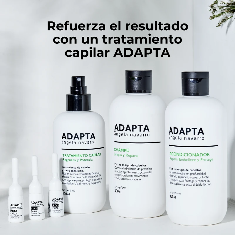 Champú Anticaspa combinado con los productos del tratamiento capilar, de ADAPTA Cosmetics
