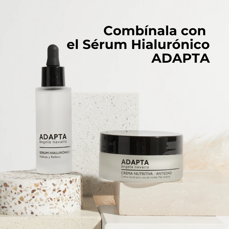 Crema Nutritiva Antiedad junto al Sérum Hialurónico para combinar en la rutina, de ADAPTA Cosmetics
