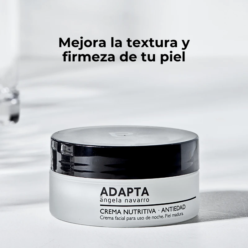 Crema Nutritiva Antiedad en su tarro sobre fondo claro, de ADAPTA Cosmetics