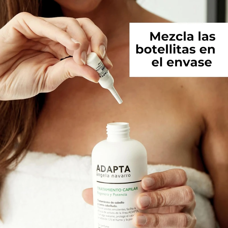 Tratamiento Capilar al mezclar las bolsitas dentro del envase, de ADAPTA Cosmetics